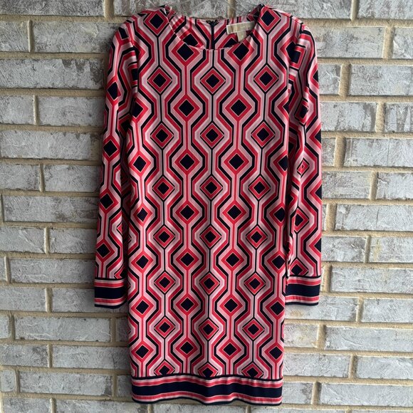 MICHAEL Michael Kors Long Sleeve Crew Neck Geo Stretch Shirt Dress Size S - Picture 1 of 7
